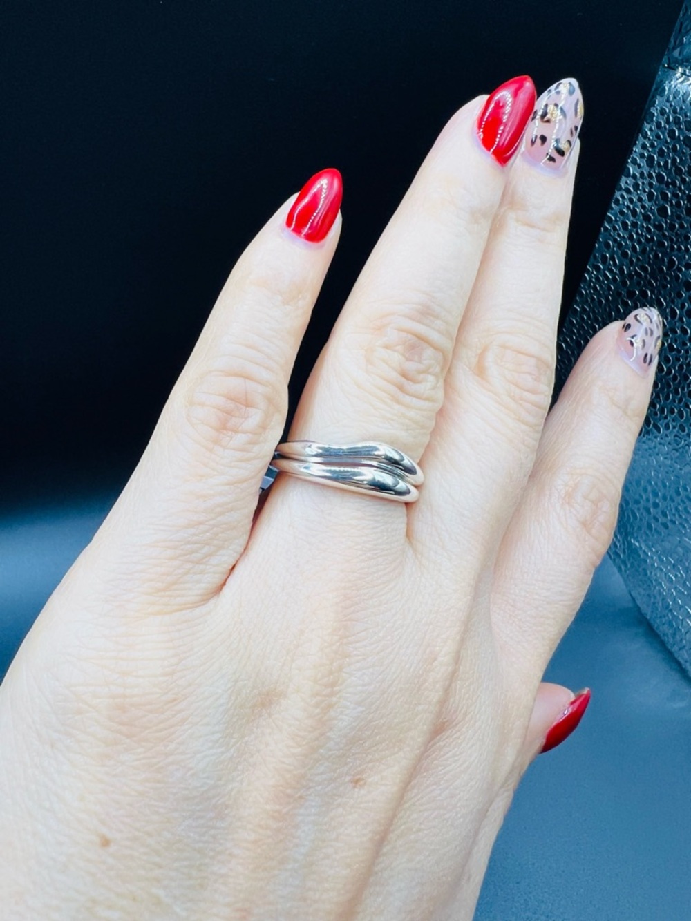 Organically Shaped Stacking Rings, Sterling Silver 925, Size: 56/ 7.5